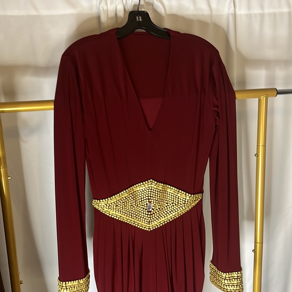 Queen Nerisa Wine Color Kaftan Gown 👑 Size Large with Morrocan beads - Picture 5 of 7